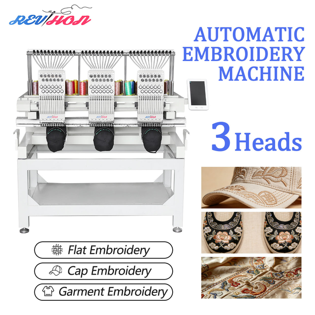 High Precision Intelligent Multifunctional Convenient 3 Heads Automated Embroidery Machine
