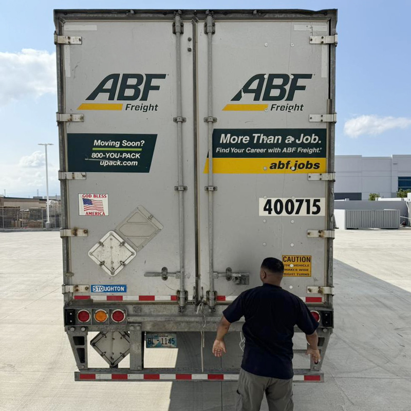ABF Freight trailer with logos 