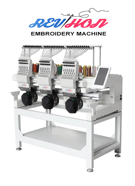 three head embroidery machine output